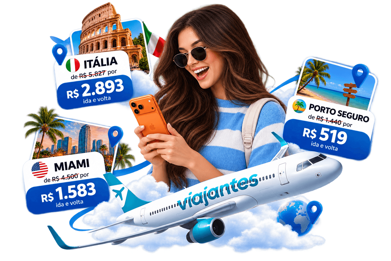 Ofertas do radar de passagens pelo WhatsApp